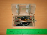 An Assortment of Bruce and Walker Devon Minnows in a Plastic Box An Assortment of Bruce and Walker Devon Minnows in a Plastic Box