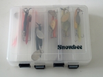 Snowbee Double sided lure box with 18 Flying C's