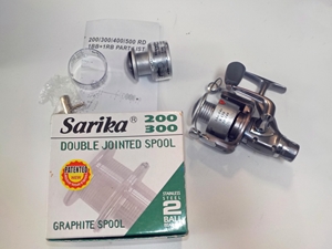 Sarika 200/300 Fixed spool reel in original box with spare double spool